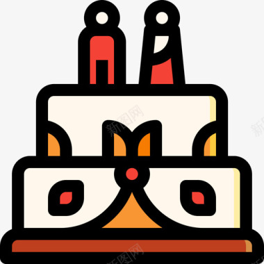 婚礼蛋糕婚礼54线性颜色图标图标