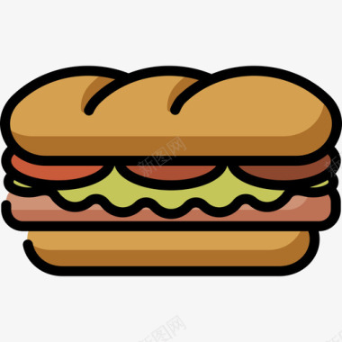 三明治食品甜点2线性颜色图标图标