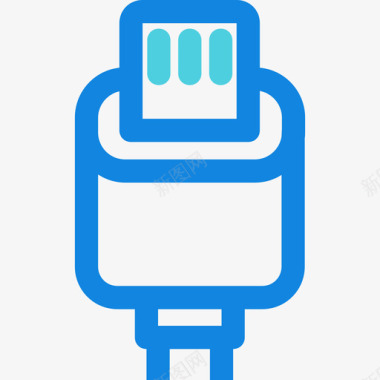 Usb电缆技术27蓝色线状图标图标