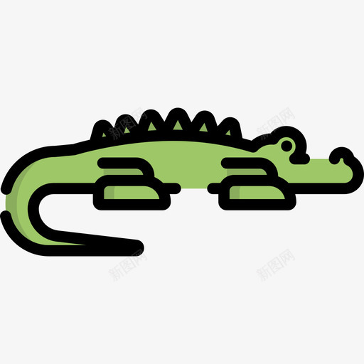 鳄鱼动物29线形颜色图标svg_新图网 https://ixintu.com 动物29 线形颜色 鳄鱼