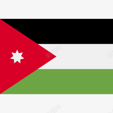 约旦长方形国家简单旗帜图标图标