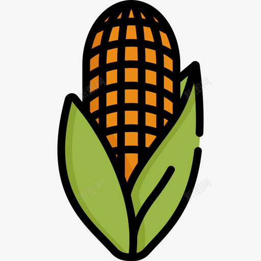 玉米水果蔬菜7种图标svg_新图网 https://ixintu.com 水果 玉米 线形颜色 蔬菜7种