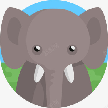 大象野生动物14平坦图标图标