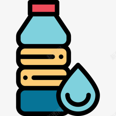 水健康生活方式10线性颜色图标图标
