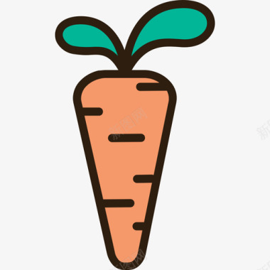 胡萝卜蔬菜5线颜色图标图标