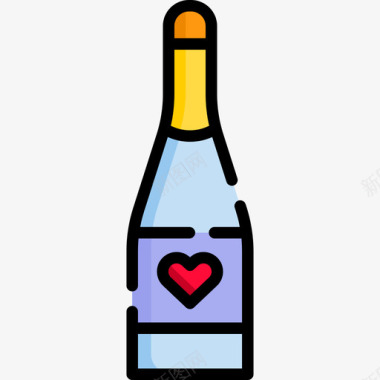 香槟爱情9线性颜色图标图标