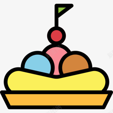 香蕉片甜食和糖果5线性颜色图标图标