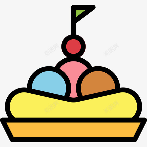 香蕉片甜食和糖果5线性颜色图标svg_新图网 https://ixintu.com 甜食和糖果5 线性颜色 香蕉片
