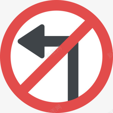 禁止转弯符号25平直图标图标