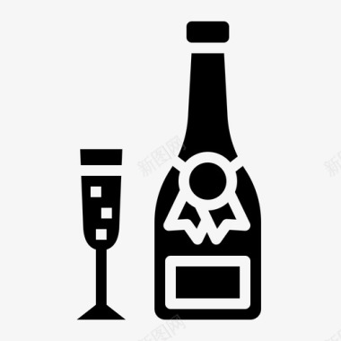 香槟酒精饮料祝贺图标图标