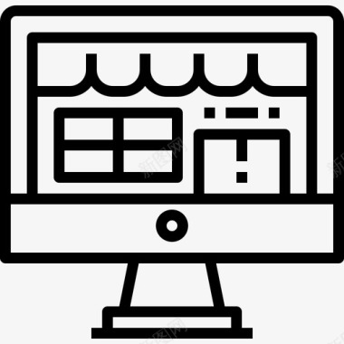 网上商店网上购物和电子商务线性图标图标