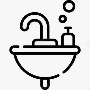 水龙头浴室2线性图标图标
