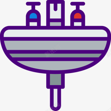 水槽家具家庭线性颜色图标图标