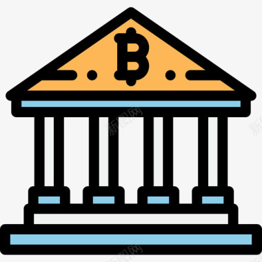 银行比特币10线性颜色图标图标