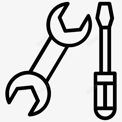 车库工具维护维修图标svg_新图网 https://ixintu.com 工业过程线图标 扳手 维修 维护 螺丝刀 车库工具