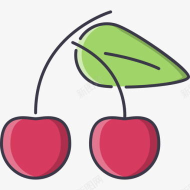 樱桃食物54颜色图标图标