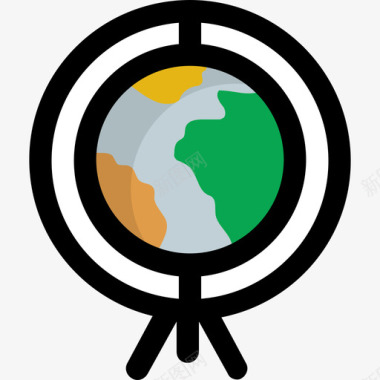 地球仪数字营销40线性颜色图标图标