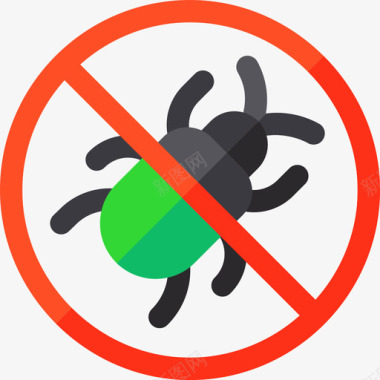 禁止昆虫信号和禁令3平面图标图标