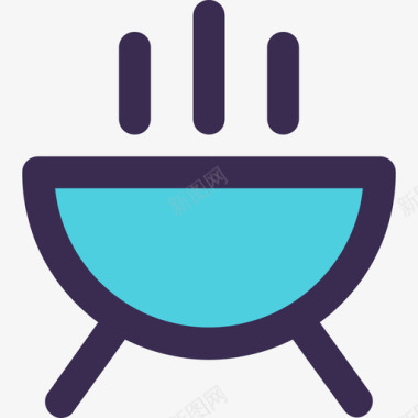 烤架旅行88直线颜色蓝色图标图标