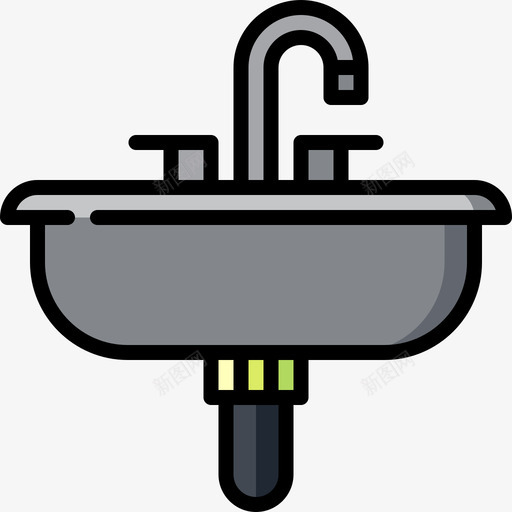 水槽水管工工具和元件2线性颜色图标svg_新图网 https://ixintu.com 水槽 水管工工具和元件2 线性颜色
