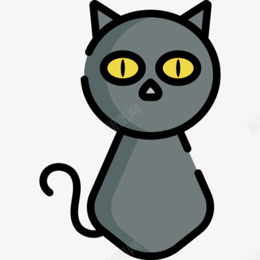 黑猫万圣节43线性颜色图标图标