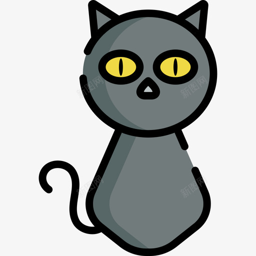 黑猫万圣节43线性颜色图标svg_新图网 https://ixintu.com 万圣节43 线性颜色 黑猫