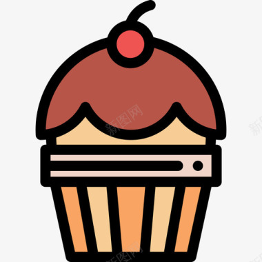 纸杯蛋糕咖啡店39线性颜色图标图标