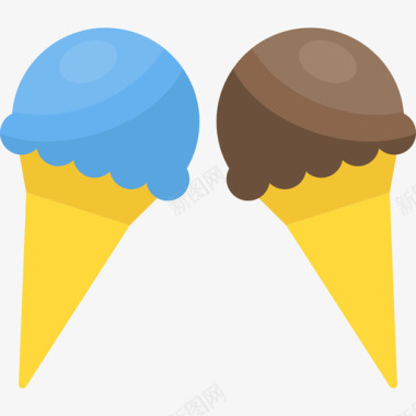 冰淇淋旅行和地点2平的图标图标