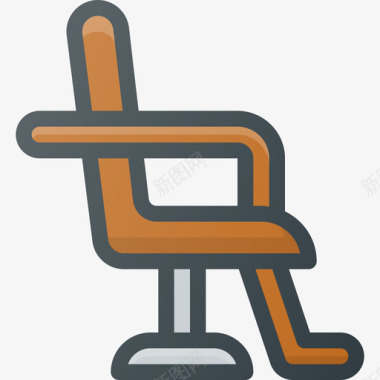 座椅理发店6线性颜色图标图标