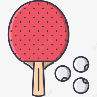 乒乓球运动器材5件彩色图标图标