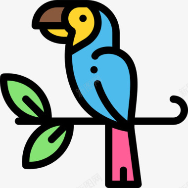 鹦鹉巴西嘉年华8线性颜色图标图标