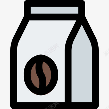 咖啡袋饮料5线性颜色图标图标