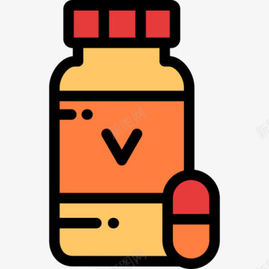 维生素晨间常规9线性颜色图标图标