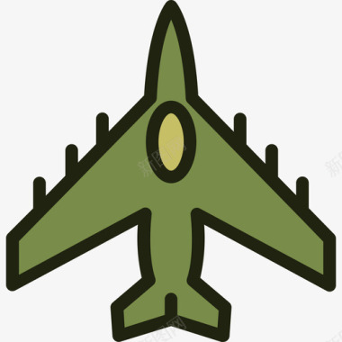 飞机陆军3线性颜色图标图标
