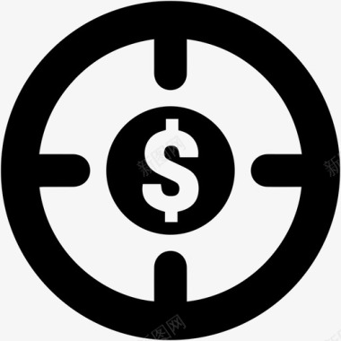 十字线美元目标货币图标图标