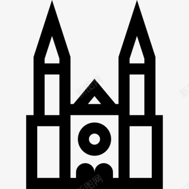 沙特尔大教堂纪念碑17线性图标图标