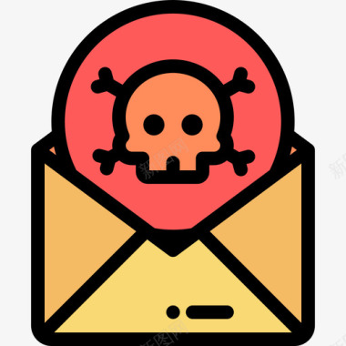 电子邮件网络犯罪5线性颜色图标图标