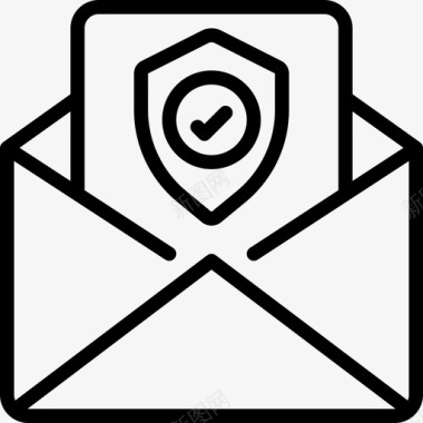 电子邮件数据安全13线性图标图标