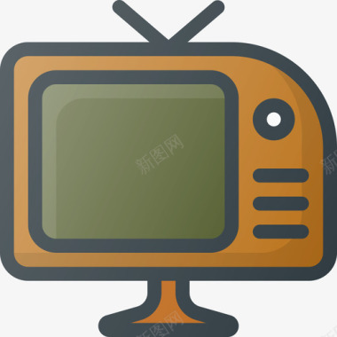 电视复古5线性颜色图标图标
