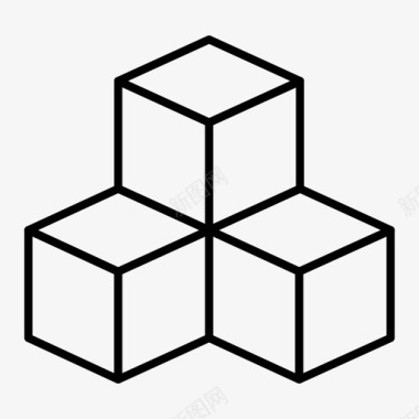 立方体块方框图标图标