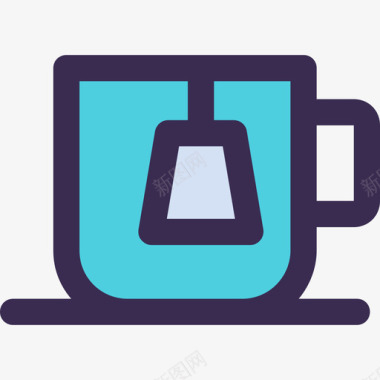 茶杯家居元素5线条颜色蓝色图标图标