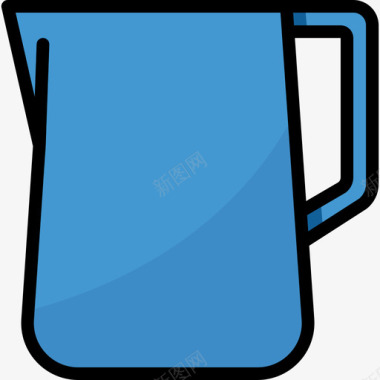 水罐咖啡店43线性颜色图标图标
