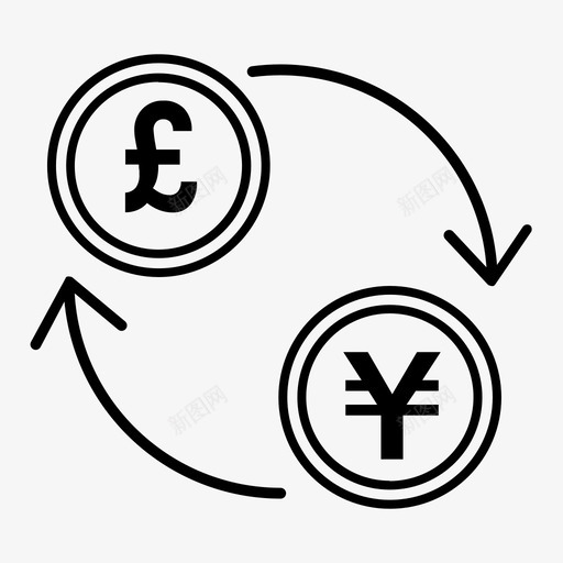 货币兑换日元英镑图标svg_新图网 https://ixintu.com 业务线 日元 英镑 货币兑换