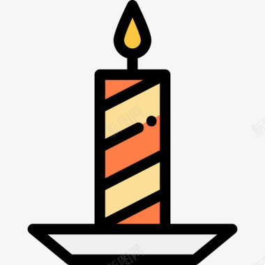 蜡烛感恩节57线形颜色图标图标