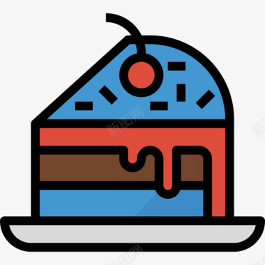 蛋糕咖啡店43线性颜色图标图标