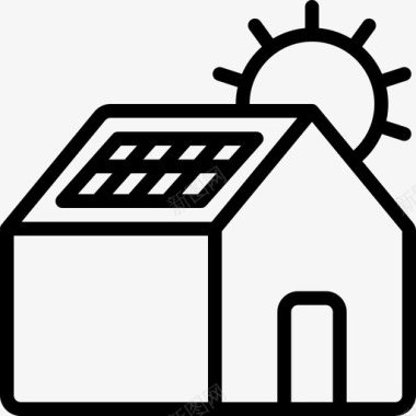 太阳能电力和能源9线性图标图标