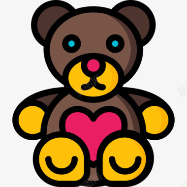泰迪熊浪漫21线性颜色图标图标