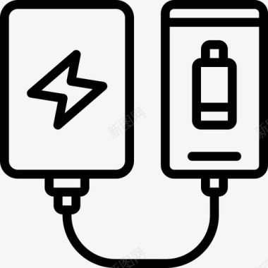 充电器电源和能量9线性图标图标