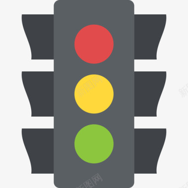 交通灯旅行和地点平坦图标图标