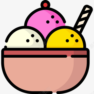 冰淇淋食品75原色图标图标